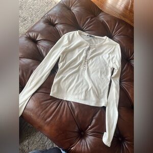 Women's white Long Sleeve Top